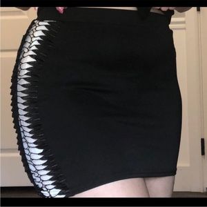 Black Mini Skirt with Side Detailing